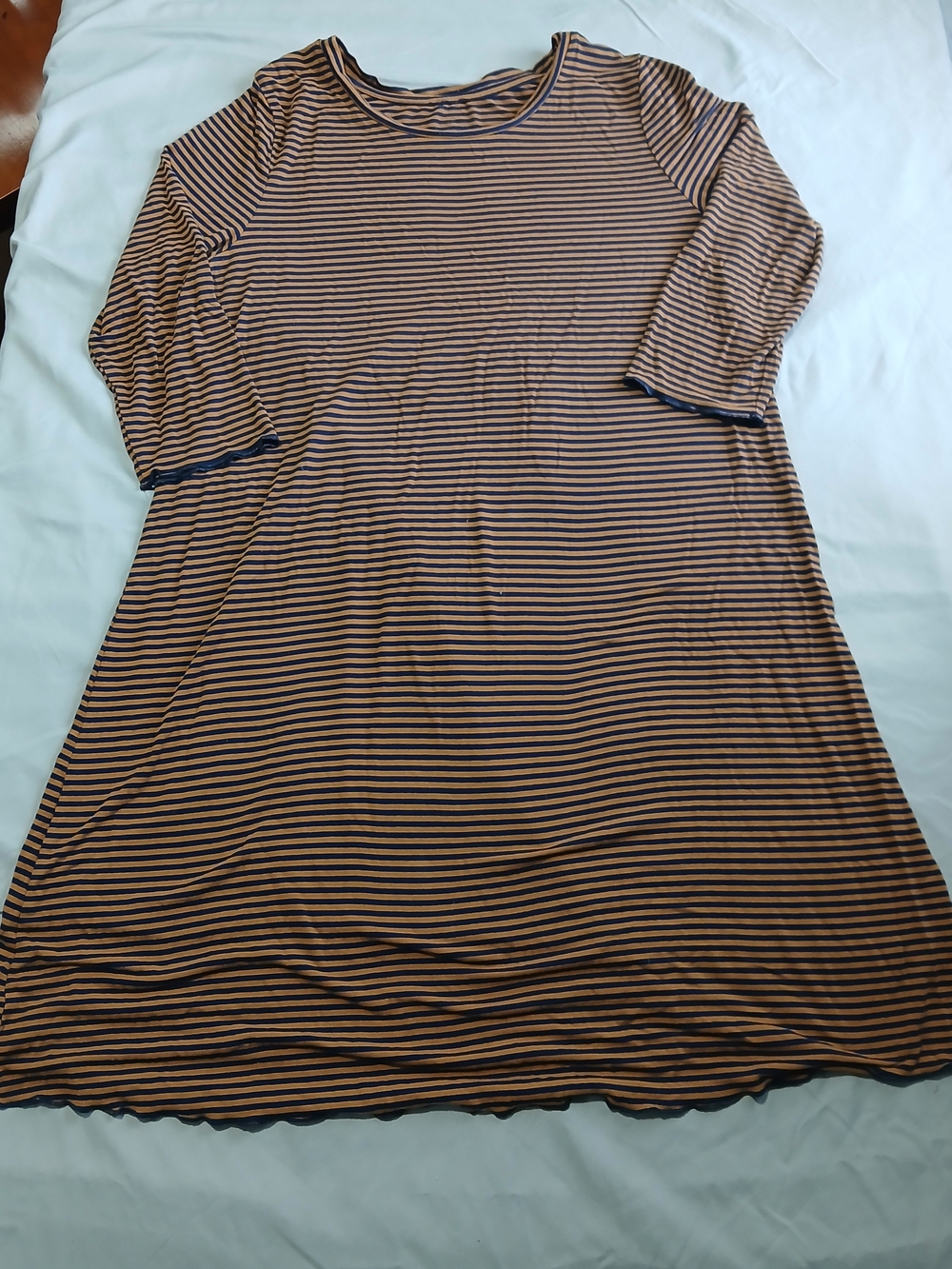 Striped A-Line Women’s Dress in Golden And Blue